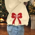thumbnail image 4 of Fshinging Sweatshirt for Women Hoodie Christmas Side Bow Applique Long Sleeve Crewneck Xmas Plus Size Pullovers, 4 of 4