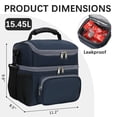 thumbnail image 4 of GYEUKHAM Double Layer Cooler Insulated Lunch Bag Adult Lunch Box Large Tote Bag for Men, Women, With Adjustable Strap,Front Pocket and Dual Large Mesh Side Pockets,Cyan, 4 of 8