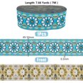 thumbnail image 2 of 7M Polyester Floral Jacquard Trim Ribbon - Cyan Style - 1.875 Inch Wide - Gift Giving Occasion, 2 of 8