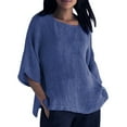 thumbnail image 3 of HCYSFG Plus Size Blouses for Women Summer Chiffon 3/4sleeve Tunic Tops Dressy Scoop Neck Casual Loose Flowy Shirts, 3 of 5