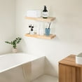 thumbnail image 6 of Bathroom Wooden Floating Shelves for Wall - Natural Solid Wood Floating Shelves 16 inch Set of 2 Decoration for Living Room Bedroom Kitchen Farmhouse 16x6.7 inch - Natural, 6 of 16