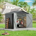 thumbnail image 6 of JAXSUNNY 9' x 4' Outdoor Metal Storage Shed, Tool Shed for Backyard, Garden, Barn, Dark Gray, 6 of 10