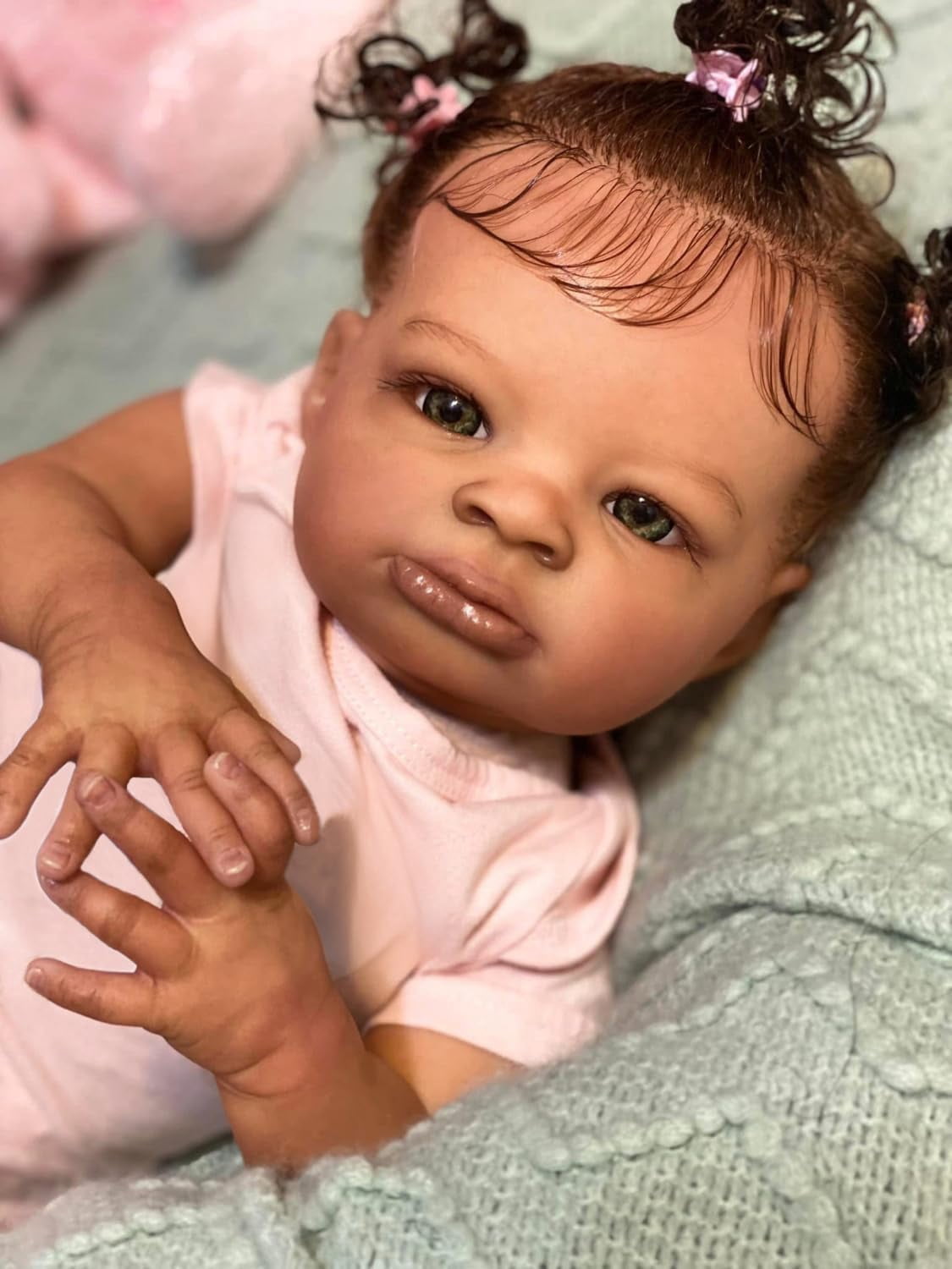 Realistic Black Reborn Baby Dolls, 20 Inch Dark Brown  African American Newborn Baby Doll, Lifelike Weighted Soft Body, Gift for Kids Age 3+