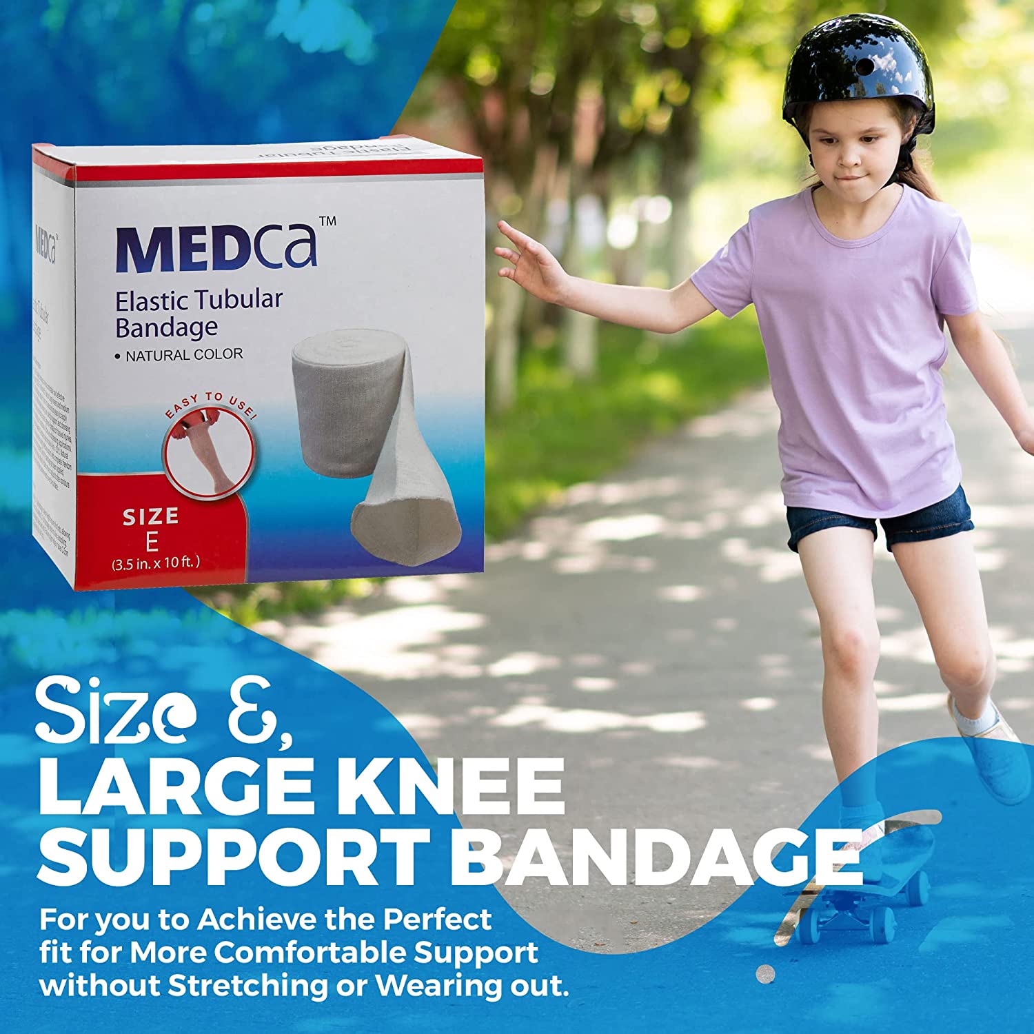 MEDca Elastic Tubular Support Sleeves, Unisex Compression Bandage, Size E, 10m, Natural