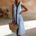 thumbnail image 3 of Khaki Linen Blend Sleeveless Midi Dress With Ruffle Detail And Open Front, 3 of 8