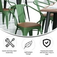 thumbnail image 6 of BizChair Commercial Grade Green Metal Indoor-Outdoor Chair with Arms with Teak Poly Resin Wood Seat, 6 of 13