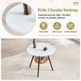 thumbnail image 2 of Hi loPres 5-Piece Dining Table Set for 4, 31.5" White Round Desk with Storage Basket, Four Green PU Chairs, Modern Apartment Kitchen, 2 of 10