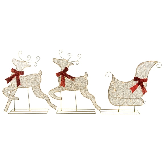 Northlight 3pc LED Lighted Reindeer and Sleigh Outdoor Christmas Decoration