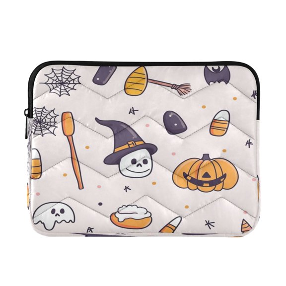 Quilted Laptop Sleeve for 13-16 Inch Laptops Protective Laptop Case Cover Lightweight Travel & Office Essentials Halloween Elements