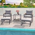 thumbnail image 4 of Costway 5 Piece Outdoor Conversation Set Rattan Armchairs with 2-Layer Side Table, 4 of 10