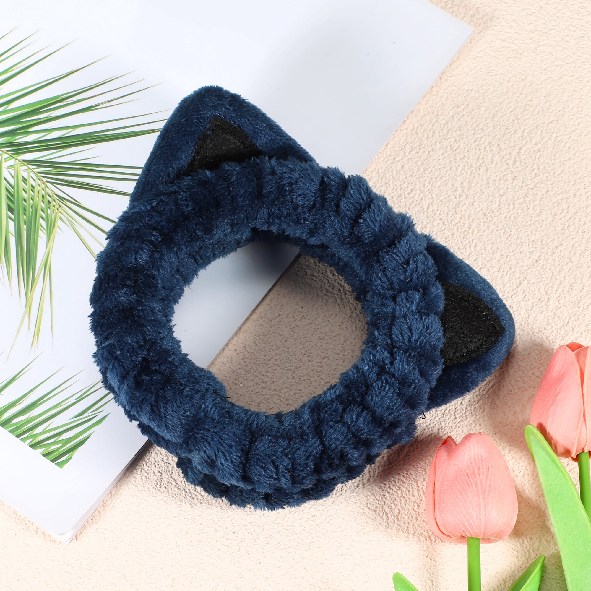 Unique Bargains Fashion Cartoon Cat Ears Headbands for Women 6.30"x5.91" 1 Pc Blue