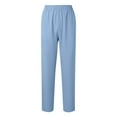thumbnail image 3 of Pants for Women 2026 Plus Size Fashion Elasatic Waisted Straight Leg Pants Loose Causal Trousers with Pockets Light Blue XXXL, 3 of 8