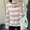 thumbnail image 3 of Teen Girl's Long Sleeve T Shirt Teen Girl Striped Tee Crew Neck Wide Stripes Tops Casual, 3 of 4