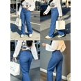 thumbnail image 6 of Women's High-Waist Wide-Leg Denim Jeans – Light Blue Relaxed Straight Trousers with Pockets-Baby Blue, 6 of 9