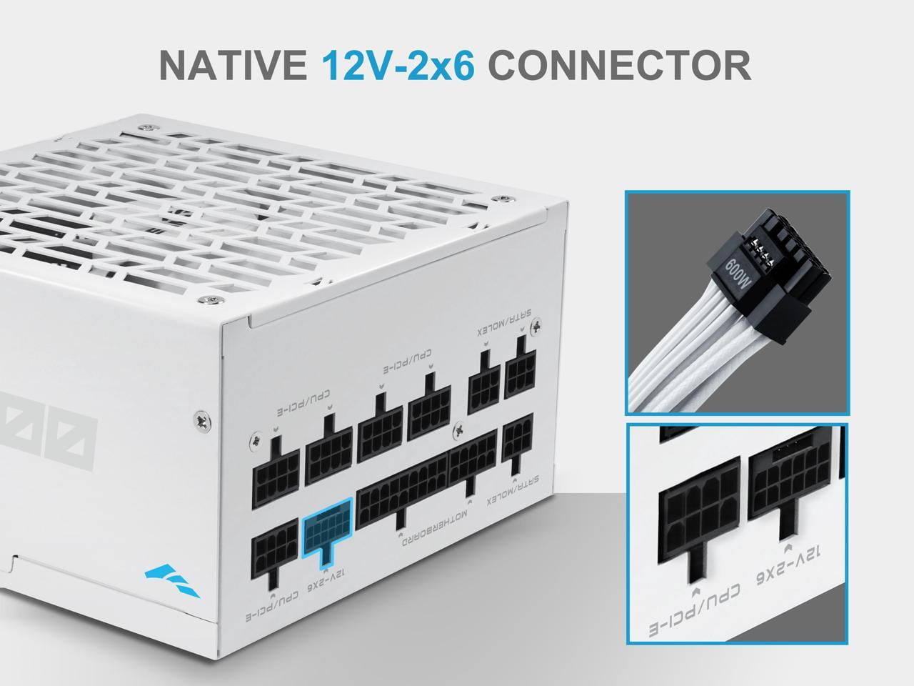 SAMA G1000W ATX 3.1 Power Supply, 1000W, Cybenetics Gold Standards, PCIe 5.1 Ready, Full Modular, Japanese Capacitors, FDB Fan, White Version