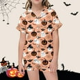 thumbnail image 2 of WEAIXIMIUNG Ensemble de Pyjama pour Enfants à Col Boutonné Imprimé, Haut à Manches Courtes et Short, 12-13 Ans, 2 of 4