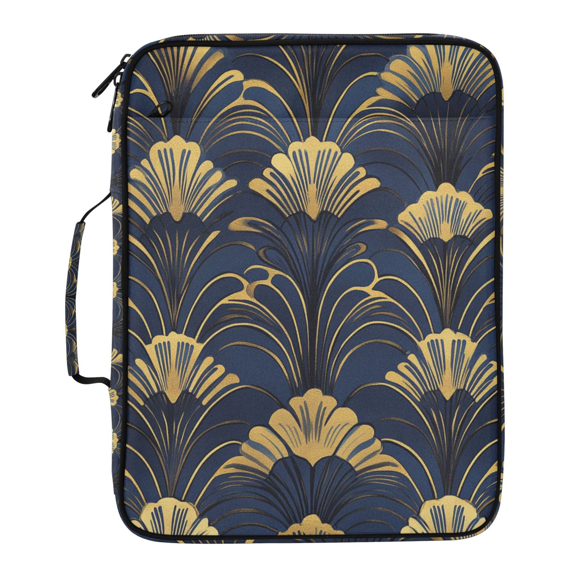 FORMRS Accordion File Folder A4 Size 7-Pocket Expanding Document Organizer Bag with 3 Ring Binder, Gold Art Pattern