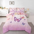 thumbnail image 3 of Homewish Purple Butterfly Child Full Size Comforter Sets, Romantic Flower Floral Bedding Comforter Set, Teens Kids Girls Women Reversible Bedding Sets, Ultra Soft Bedroom Decor, 3-Piece, 3 of 8