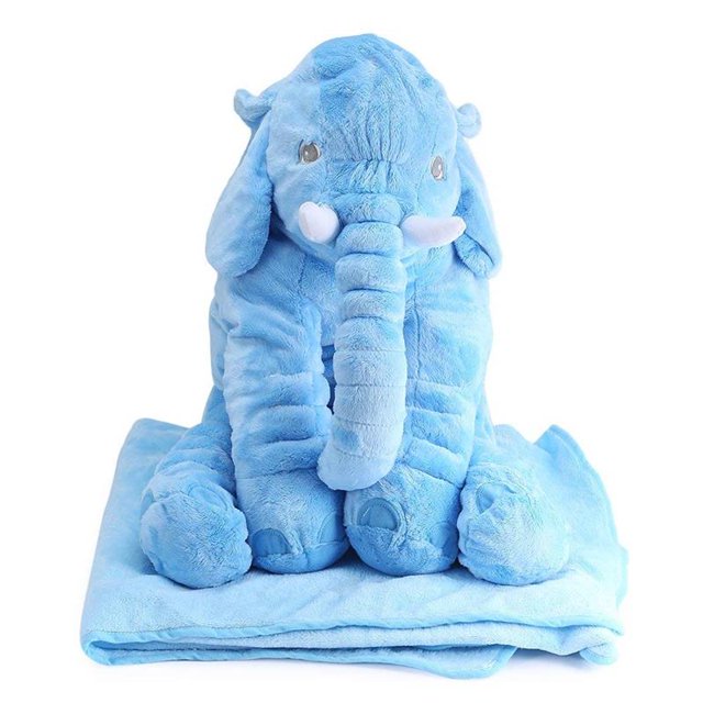 Muñeco De Felpa Almohada APPEASE TOYS Elefante Azul Con Manta