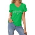 thumbnail image 1 of TSADFHJI Hauts Femmes Hiver Noël T-Shirt Décontracté Imprimé Cœur de la Saint-Valentin Col Rond Manches Courtes P Vert, 1 of 4