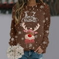thumbnail image 2 of larppty Women Ugly Christmas Sweatshirt Long Sleeve Shirts O-neck Pullover Coffee, XXL, 2 of 7