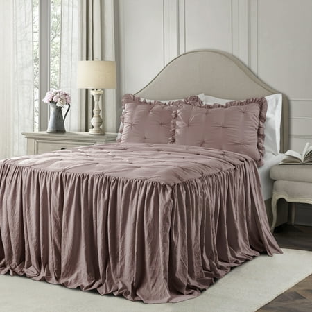 Lush Decor Ravello Pintuck Polyester Bedspread, King, Woodrose, 3-Pc Set