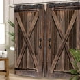 thumbnail image 3 of Stall Barn Door Bathroom Shower Curtain 36W by 72H Inch Wooden Wood Half Small Rustic Farmhouse Camper RV Polyester Fabric 12 Plastic Hooks Waterproof Decor, 3 of 4