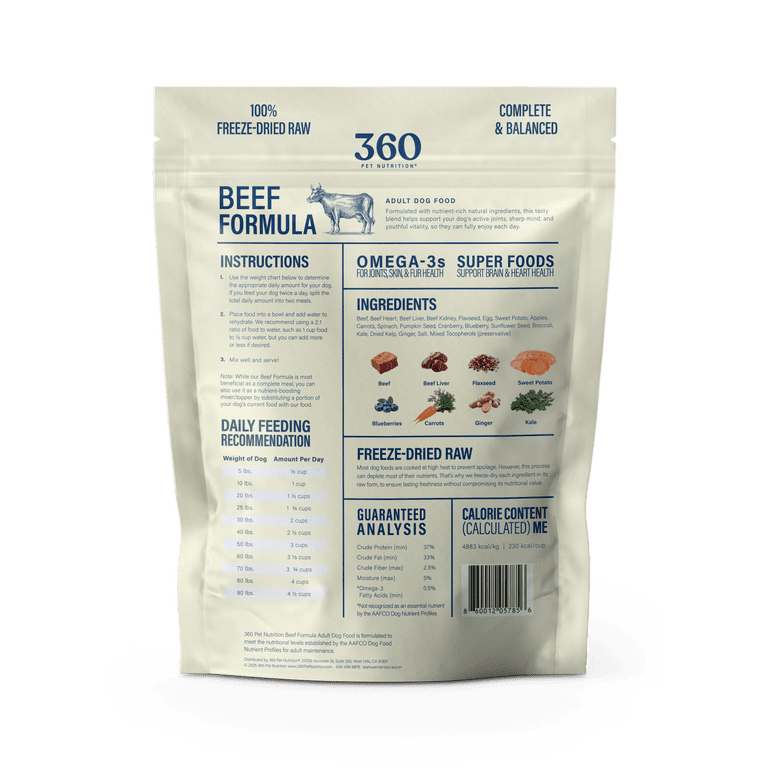 360 Pet Nutrition Beef Freeze Dried Dog Food, 16 oz photo 2