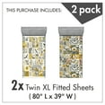 thumbnail image 3 of Ambesonne Modern Boho Fitted Sheet Set 2 Pack All-Round Elastic, Geometric Autumnal Leaf, Twin XL Size, Earth Yellow Champagne, 3 of 3
