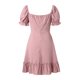 thumbnail image 4 of VISgogo Vestido de verano para mujer, vestido corto de corte bajo liso con lunares jacquard de manga corta, trajes de dobladillo con volantes de cintura alta para mujer VISgogo  moda, 4 of 9