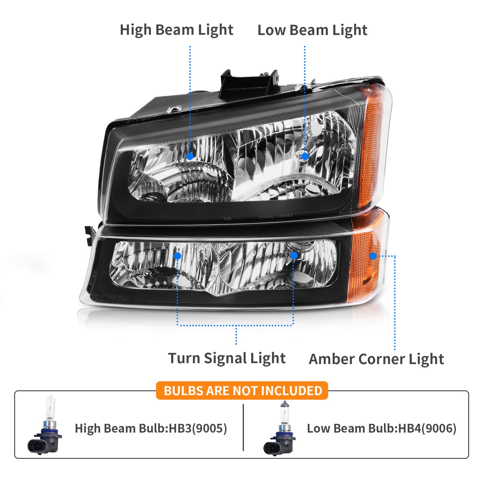 Ledkingdomus Pair Tail Lights For 2003-2006 Chevrolet Silverado 1500 2500 HD Rear Brake Lamps