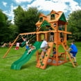 Gorilla Playsets Chateau Wooden Swing Set with Malibu Wood Roof, 2