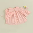 thumbnail image 3 of Robe Décontractée à Boutons à Épaules Dénudées Évasée à Manches Longues pour Tout-Petites Filles, Robe de Princesse Mignonne, 3 of 7