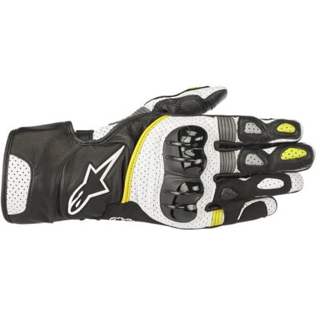 - Alpinestars SP-2 v2 Leather Motorcycle Riding Glove (S, Black White Yellow Fluo) Small Black/White/Yellow