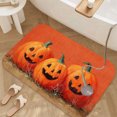 thumbnail image 3 of 1pc Three Pumpkins for Halloween Absorbent Non-Slip Bathroom Thickened Flannel Rug Decor,Soft,Quick Drying,Suitable For Indoor/outdoor Use,Bathrooms,Bedrooms,Kitchens,Terrace,Laundry Rooms,16"x24", 3 of 9