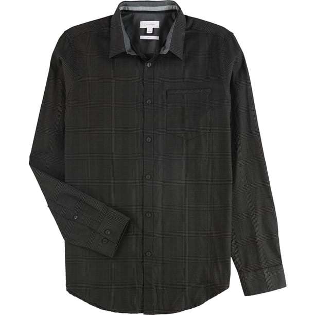 Camisa con Botones Calvin Klein Jacquard para hombre color negro mediano