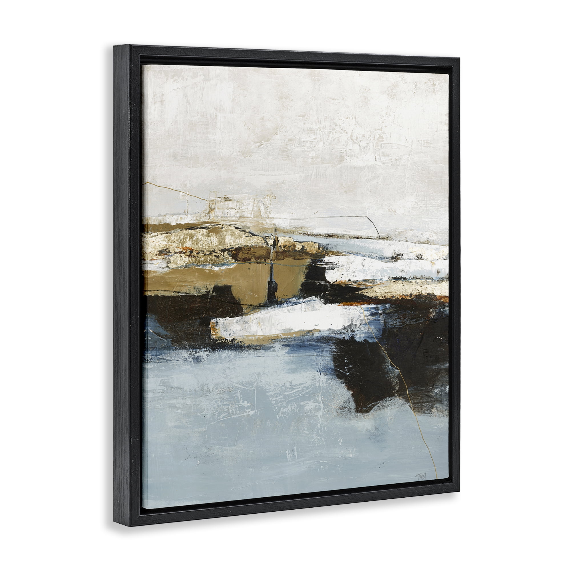 Stupell Industries Rustic Paint Nautical Design Abstract Painting Black Floater Framed Canvas Art Print Wall Art, 17 x 21