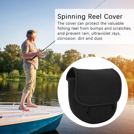 Black SBR Spinning Reel Protective Cover Pouch for Left Right Hand Fishing Wheels