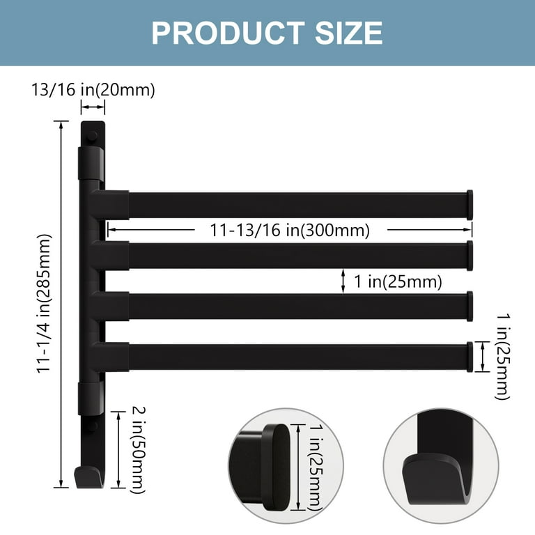 Black towel rail 300mm hot sale