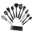 thumbnail image 4 of Juego de 10 utensilios de cocina de silicona, cucharas y espátulas para cocinar, modelo HL-090, color negro con empaque de colores., 4 of 6