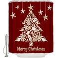 thumbnail image 3 of Polyester Fabric Red Christmas Tree Shower Curtain, Xmas Coastal Starfish Shell, Waterproof Bathtub Curtain Bathroom Decor Set with Hooks 66 x 72 Inches,, 3 of 6