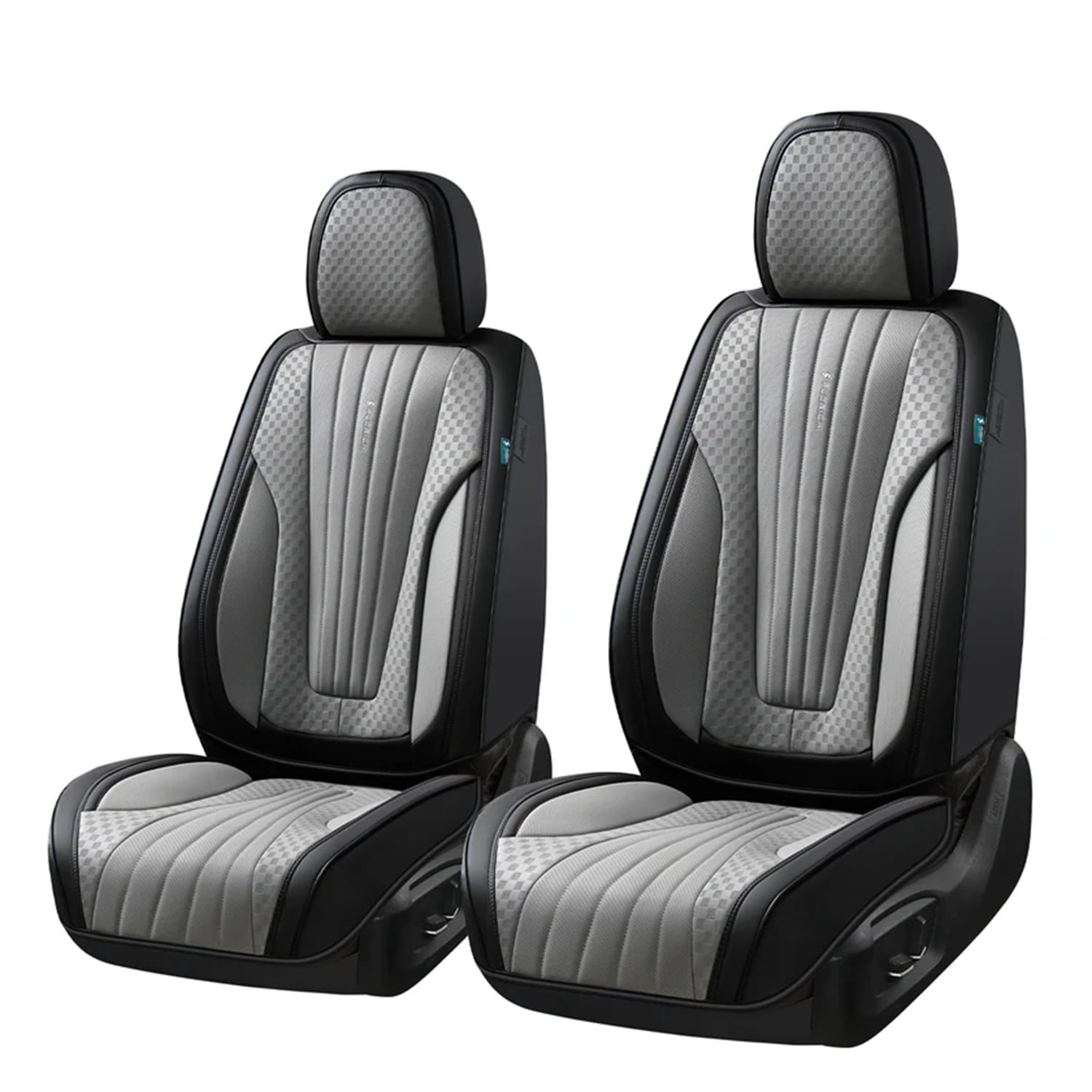 FLORICH Car Seat Covers, 5 Seats Waterproof Faux Leather Seat Cushions, Auto Protectors Universal Fit Most Cars, Black&Gray