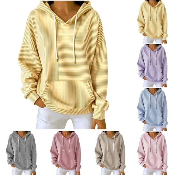 Women's Printed Hooded Sweatshirt, Pullover Drawstring Sports Hoodies, Relaxed Fits Long Sleeve Outdoor Workout Tops