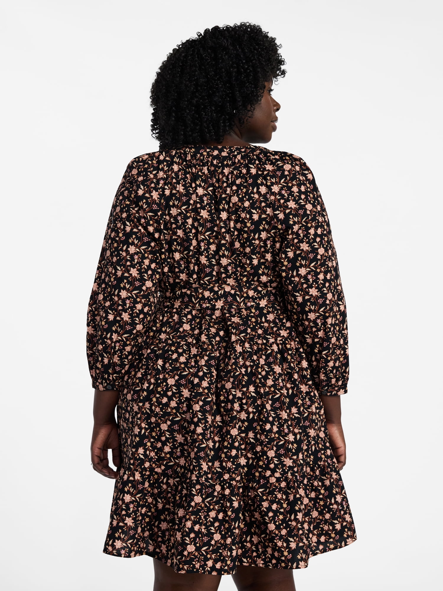 Terra & Sky Women's Plus Size Mini Tiered Shirt Dress, Sizes 0X-5X