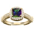 thumbnail image 1 of 14K Yellow Gold Natural Mystic Topaz Ring Cushion 7x7mm Diamond Accent, size 5.5, 1 of 4