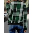thumbnail image 5 of Shackets for Women Casual Zip Up Flannel Plaid Jackets Long Sleeve Baggy Outwear Coat Fall Clothes Green XL, 5 of 6