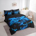 thumbnail image 2 of Feelyou Ghost Dragon Animal Twin Bedding Sets for Kids Boys Girls, Volcano Mountain Bedding Comforter Set, Black Blue, Black Reversible, 7pcs, 2 of 7