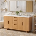 thumbnail image 2 of [Video]59.3-Inch Modern Bathroom Vanity with 4 Doors & 3 Drawers, Handle-Free Design, Soft-Close Hinges, Hidden Drawer Slides, SMC Sink, 2 of 17