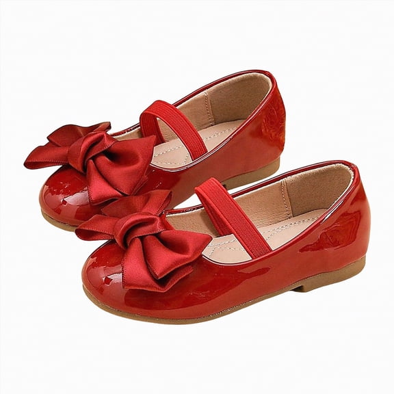 Ccpelsie Toddler Mary Jane Flats for Girls Little Kids Big Kids Dress Princess Wedding Ballet Shoes(Wine,9)