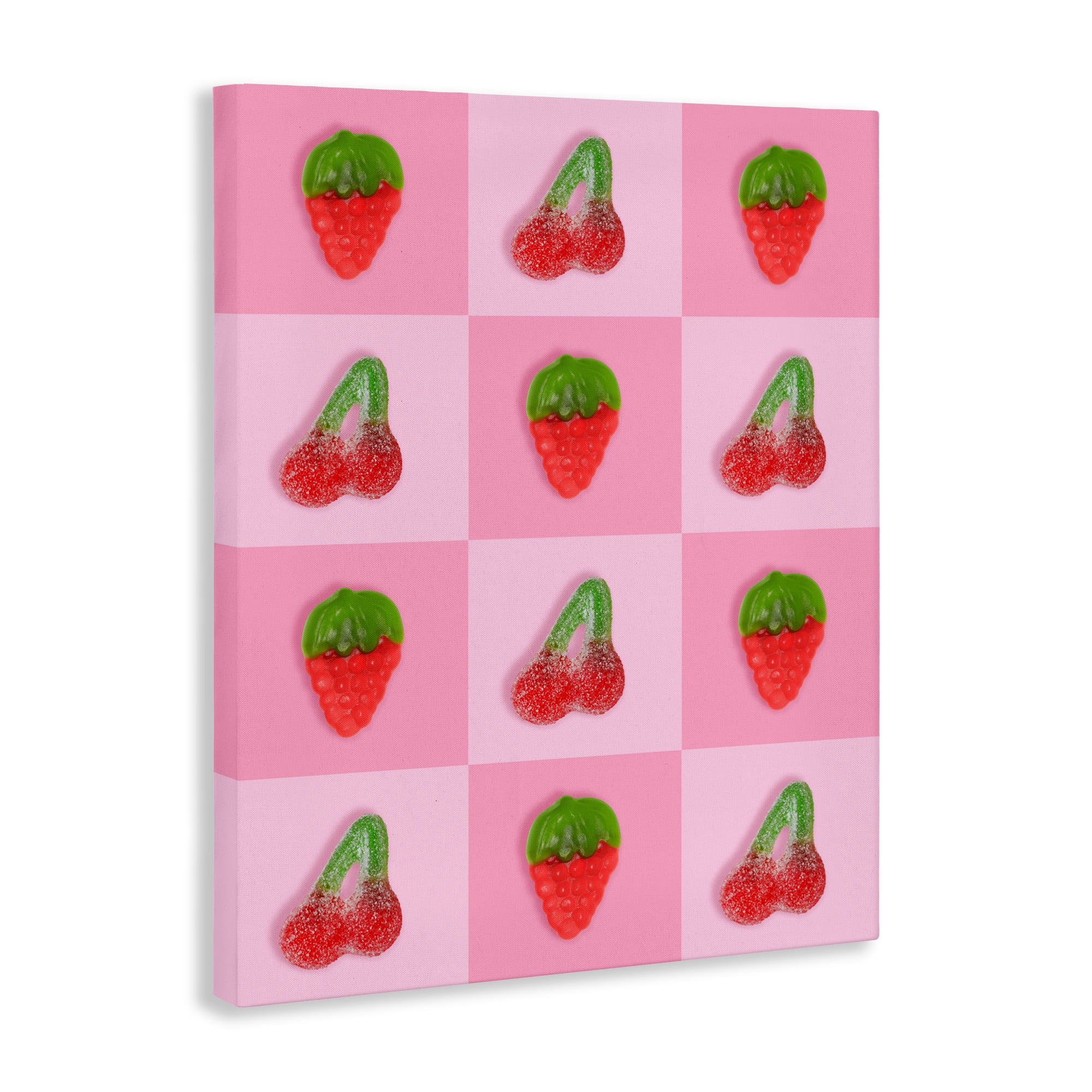Stupell Industries Gummy Strawberry and Cherry Checkerboard Canvas Wall Art, design by LISH Creative